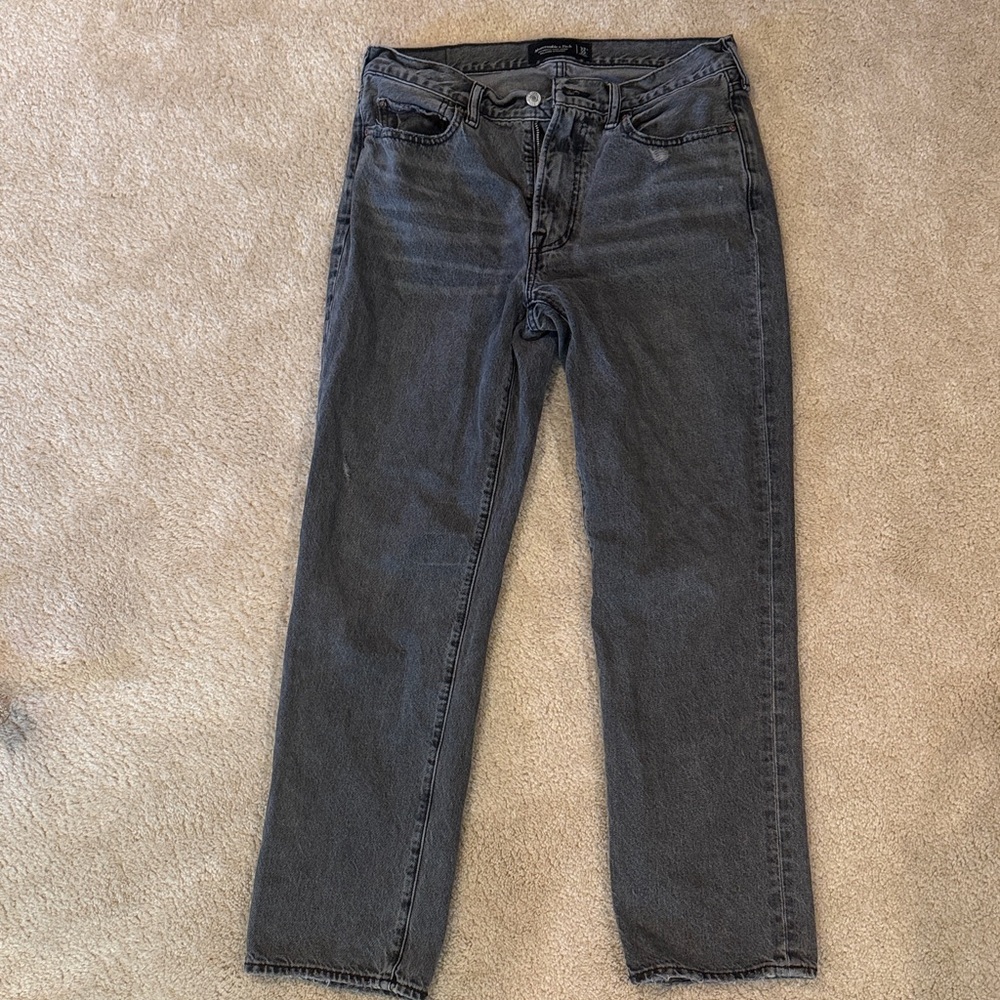 Abercrombie & Fitch Men's Charcoal Straight Jeans